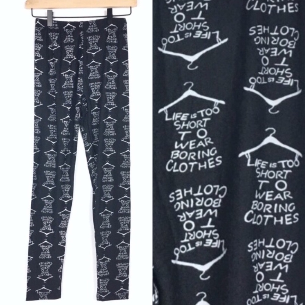 AGNES & DORA Leggings Life is Too Short To Wear Boring Clothes Hangers Side S/M